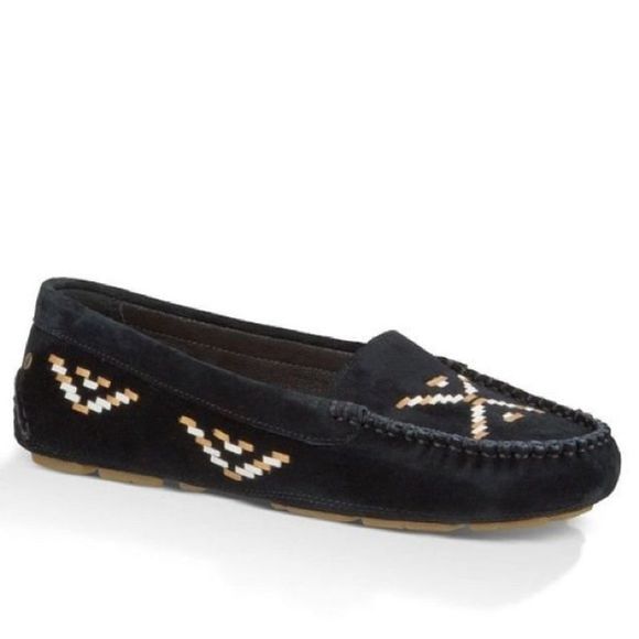 UGG Shoes - Ugg Calze Rustic Weave Black Suede Moccasins